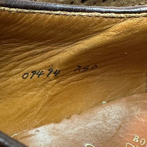 Grant Stone x J. Crew Ludlow Suede Wingtip Longwing Medium Brown Bench Made 7.5 - Picture 10 of 13